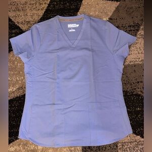 Fabletics scrub set baby blue: large top / large tall bottom